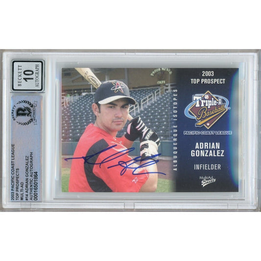 2003 PCL Top Prospects #14 — Adrian Gonzalez Autographed Trading Card — Beckett Authentication