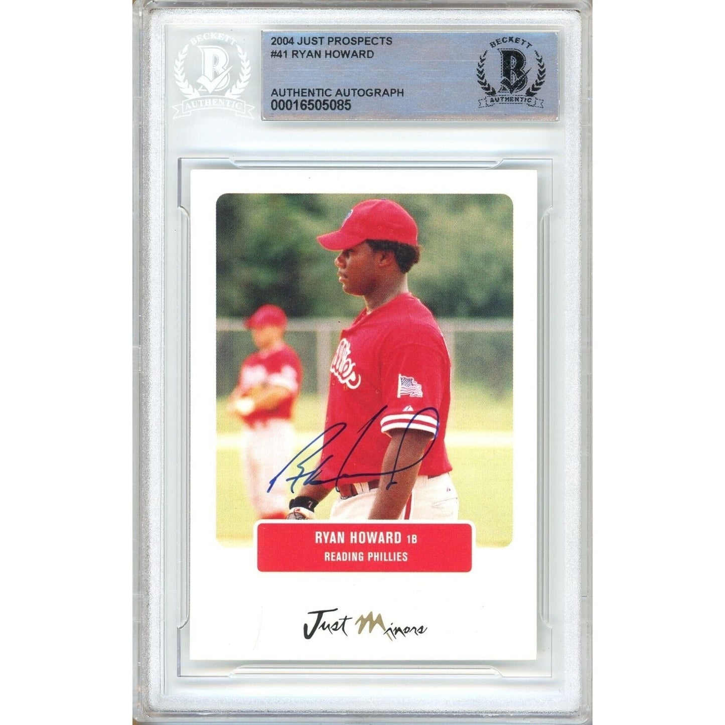 Ryan Howard Philadelphia Phillies Signed 2004 Just Prospects Card Beckett Auth Auto Slab