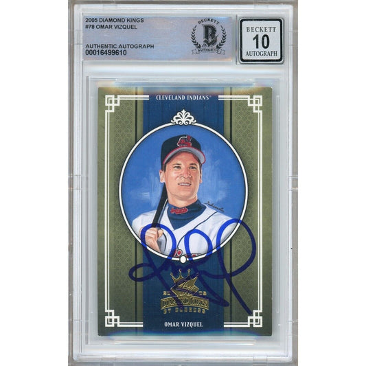 Omar Vizquel Cleveland Indians Signed 2005 Diamond Kings Card BGS Auto 10 Graded Slab