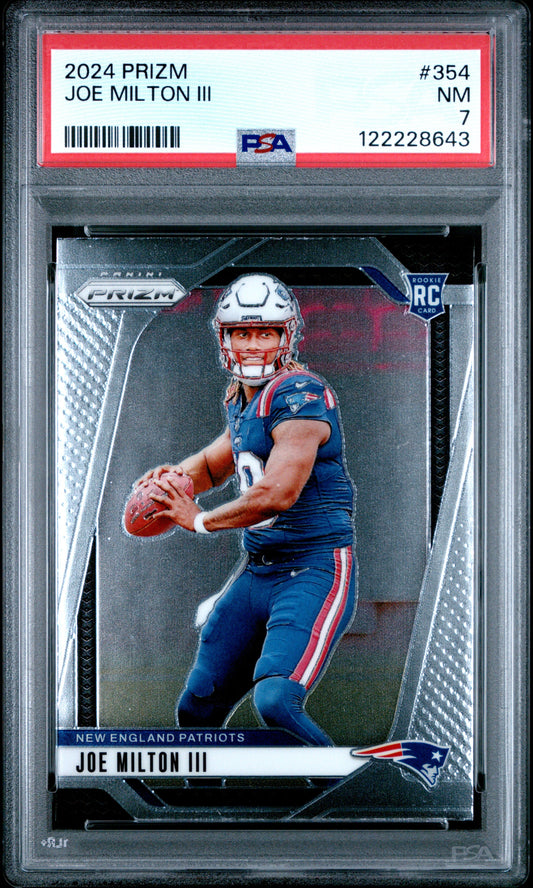 Graded 2024 Panini Prizm Joe Milton #354 Rookie RC Football Card PSA 7 Near Mint