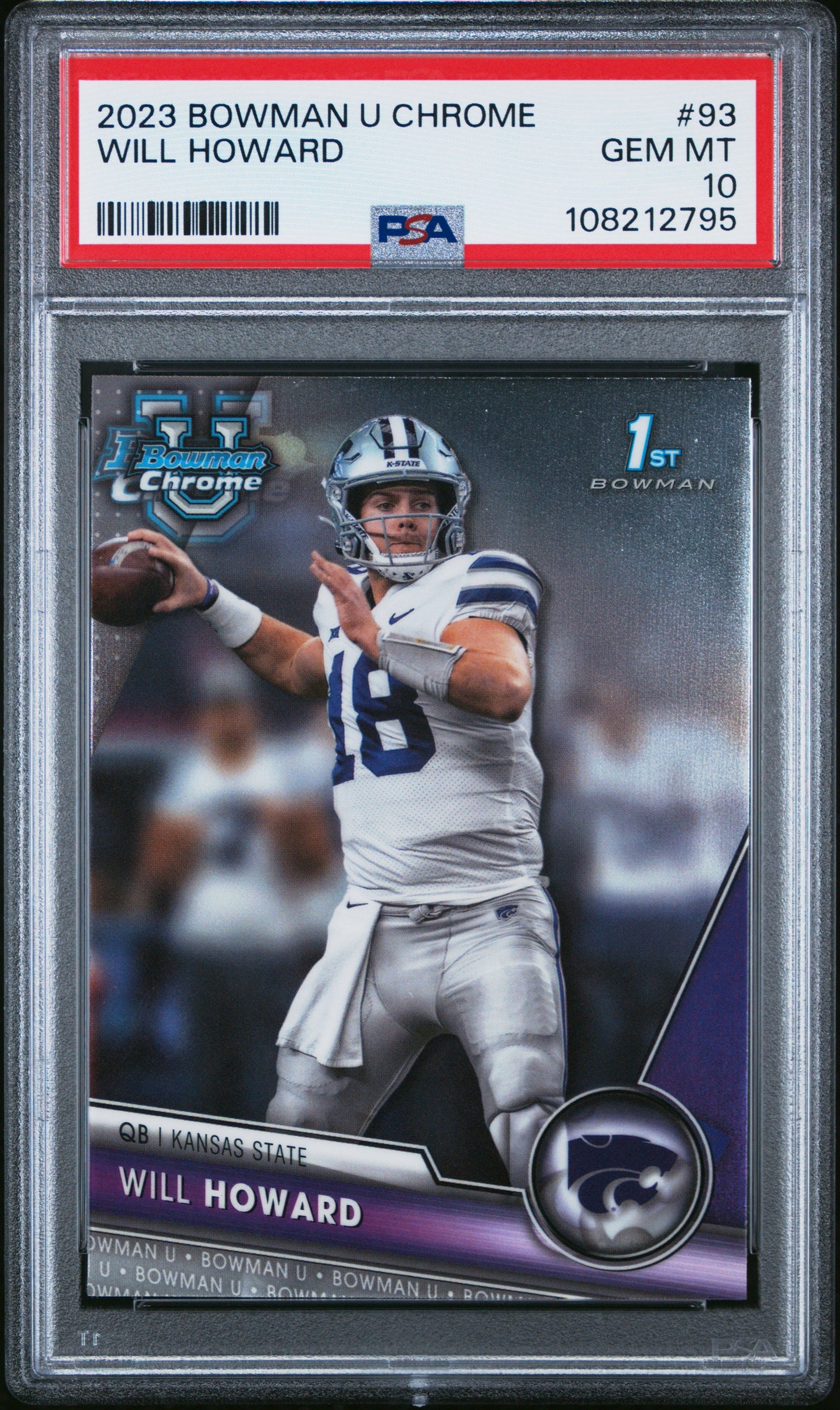 Graded 2023 Topps Bowman U Chrome Will Howard #93 Rookie RC Football Card PSA 10 Gem Mint - Sport Cards