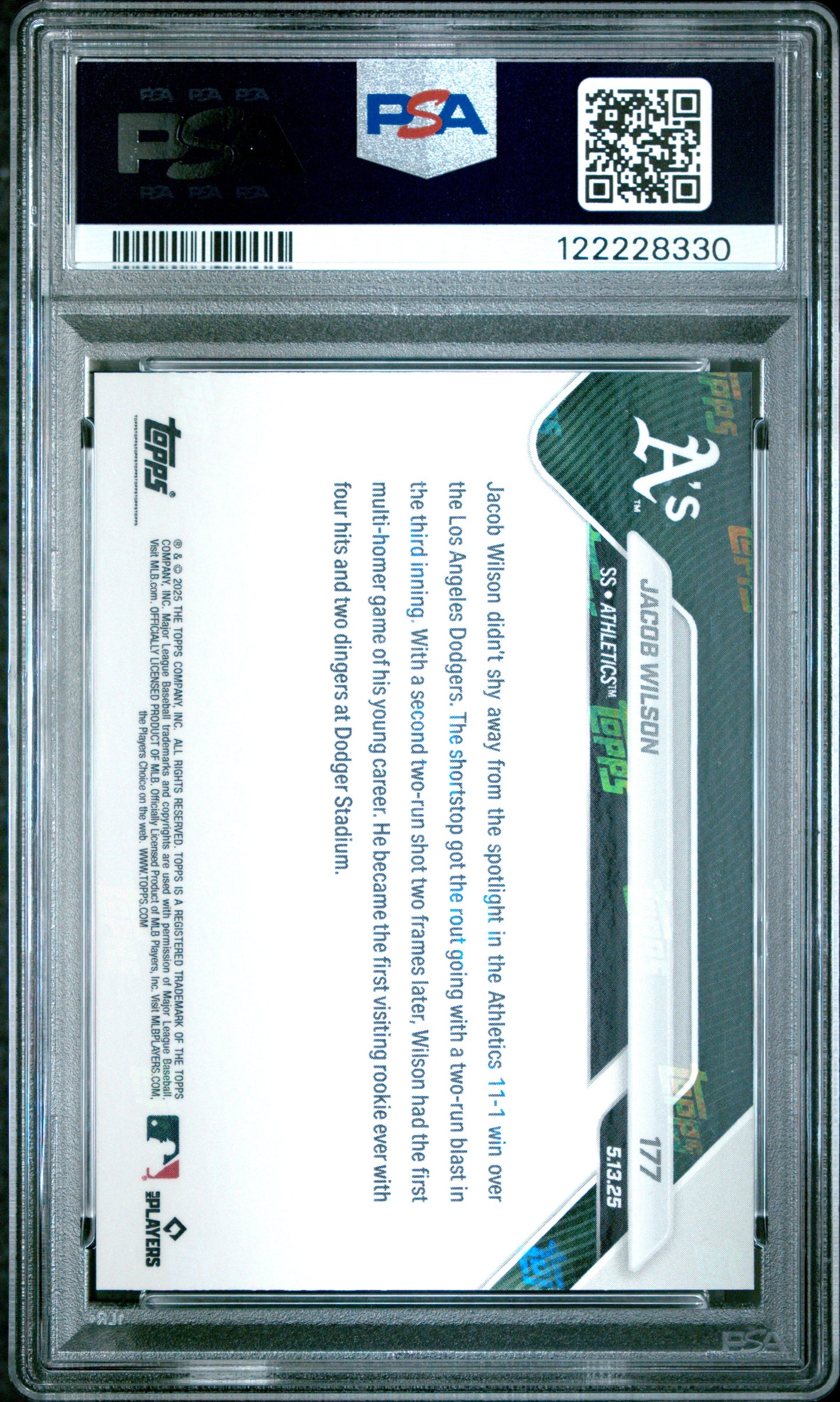 Graded 2025 Topps Now Jacob Wilson #177 Rookie RC Baseball Card PSA 10 Gem Mint