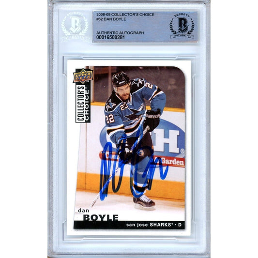 2008-09 UD Collectors Choice #32 — Dan Boyle San Jose Sharks Autographed Trading Card — Beckett Authentication