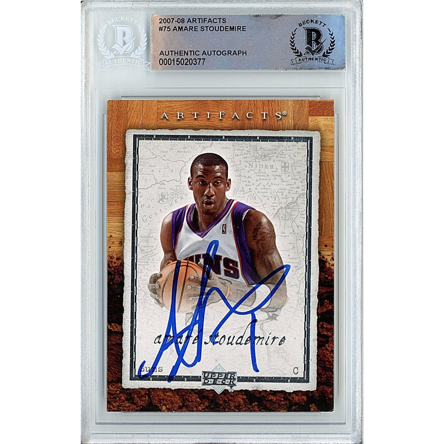 2007-08 Upper Deck Artifacts #75 — Amare Stoudemire Phoenix Suns Autographed Trading Card — Beckett Authentication