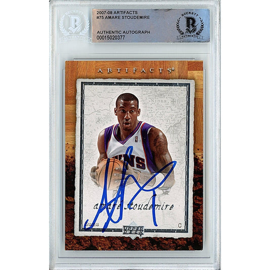 2007-08 Upper Deck Artifacts #75 — Amare Stoudemire Phoenix Suns Autographed Trading Card — Beckett Authentication