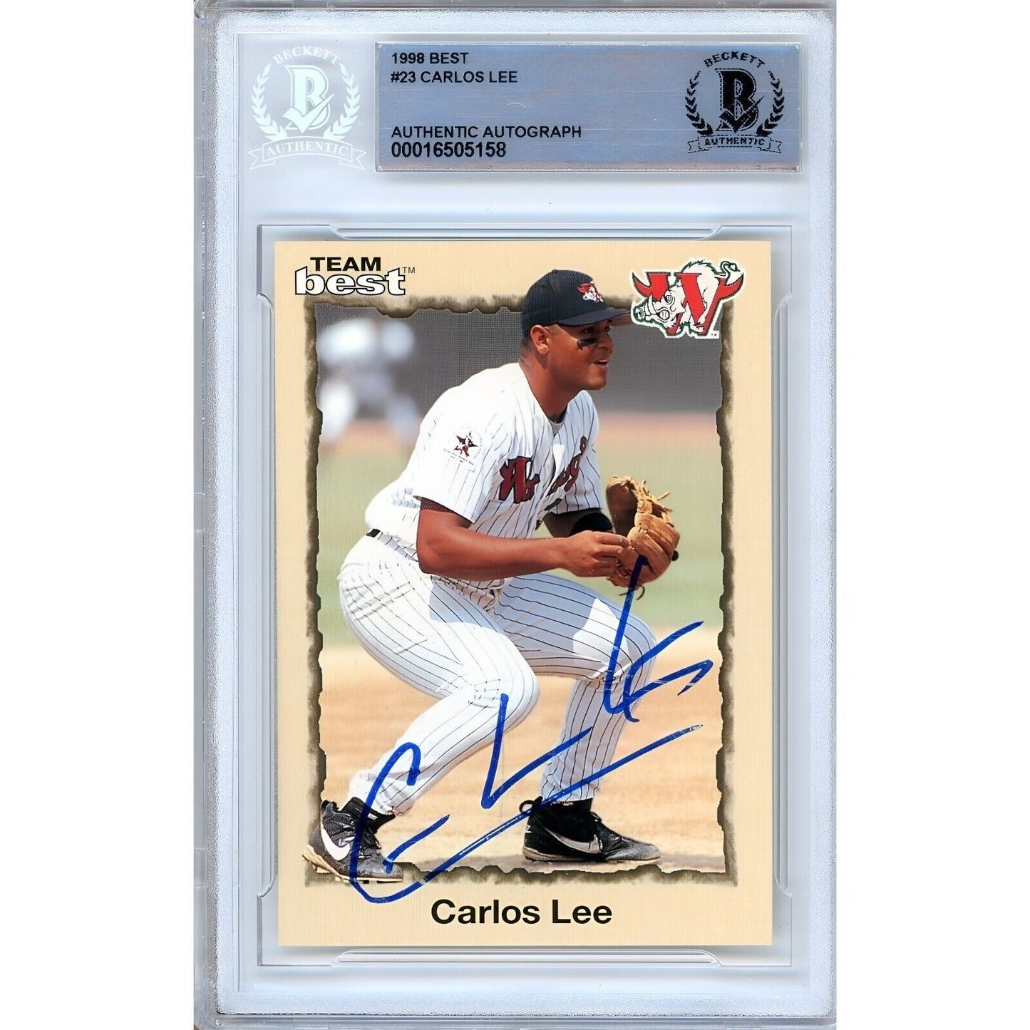 1998 Team Best #23 — Carlos Lee Chicago White Sox Autographed Trading Card — Beckett Authentication