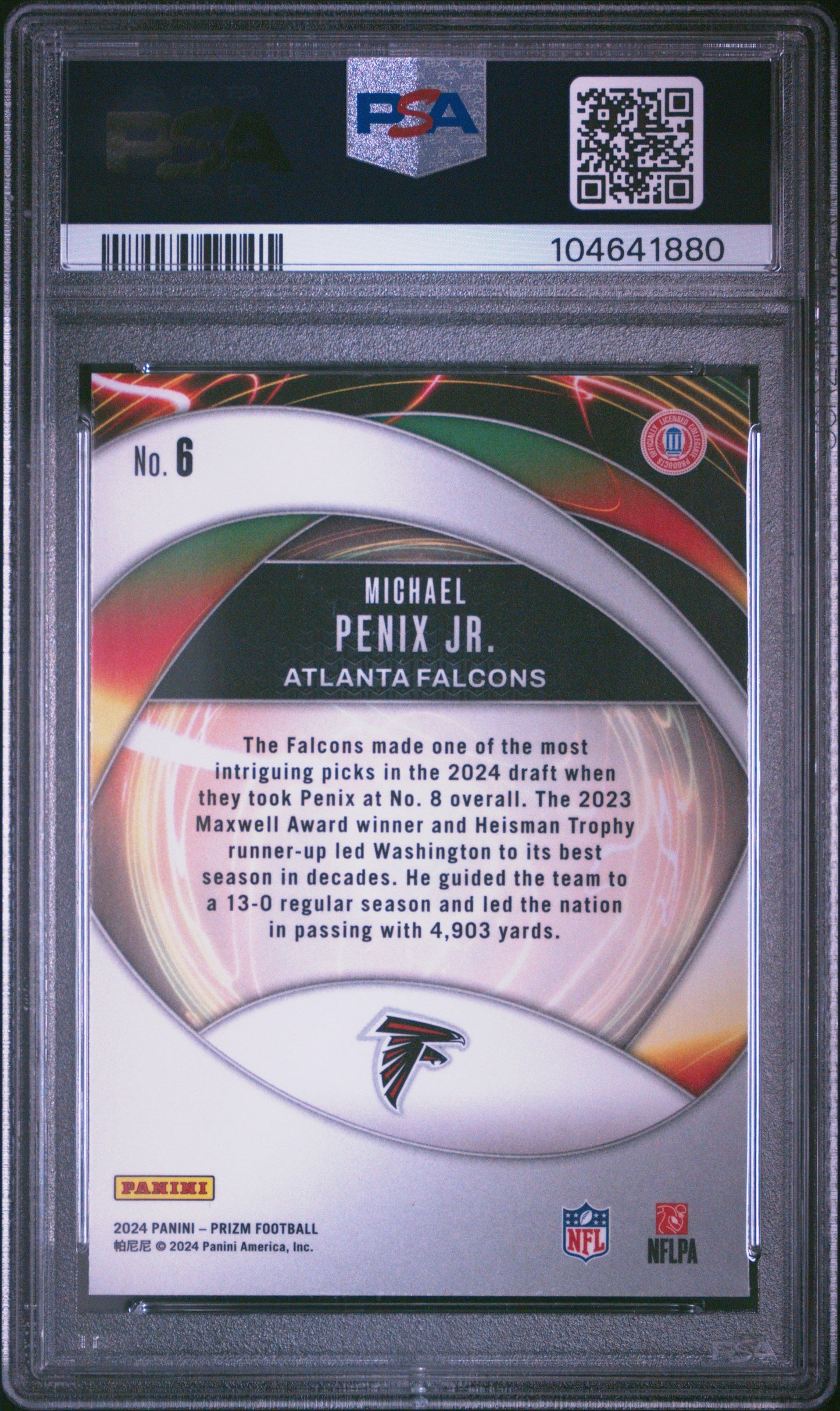 Graded 2024 Panini Prizm Michael Penix Jr #6 Portals Rookie RC Football Card PSA 10 Gem Mint