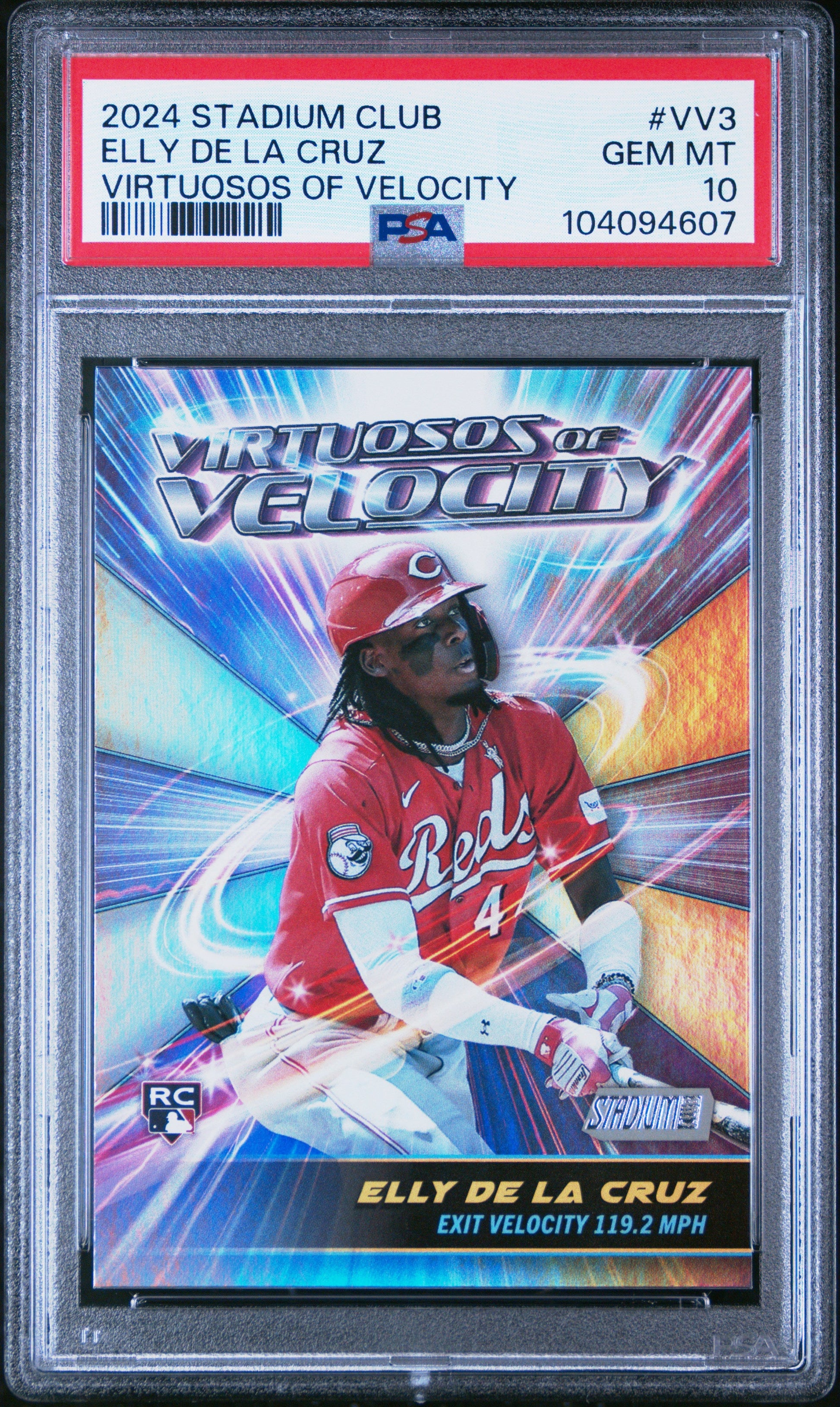Graded 2024 Topps Stadium Club Elly De La Cruz #VV3 Virtuosos of Velocity Rookie RC Baseball Card PSA 10 Gem Mint - Sport Cards