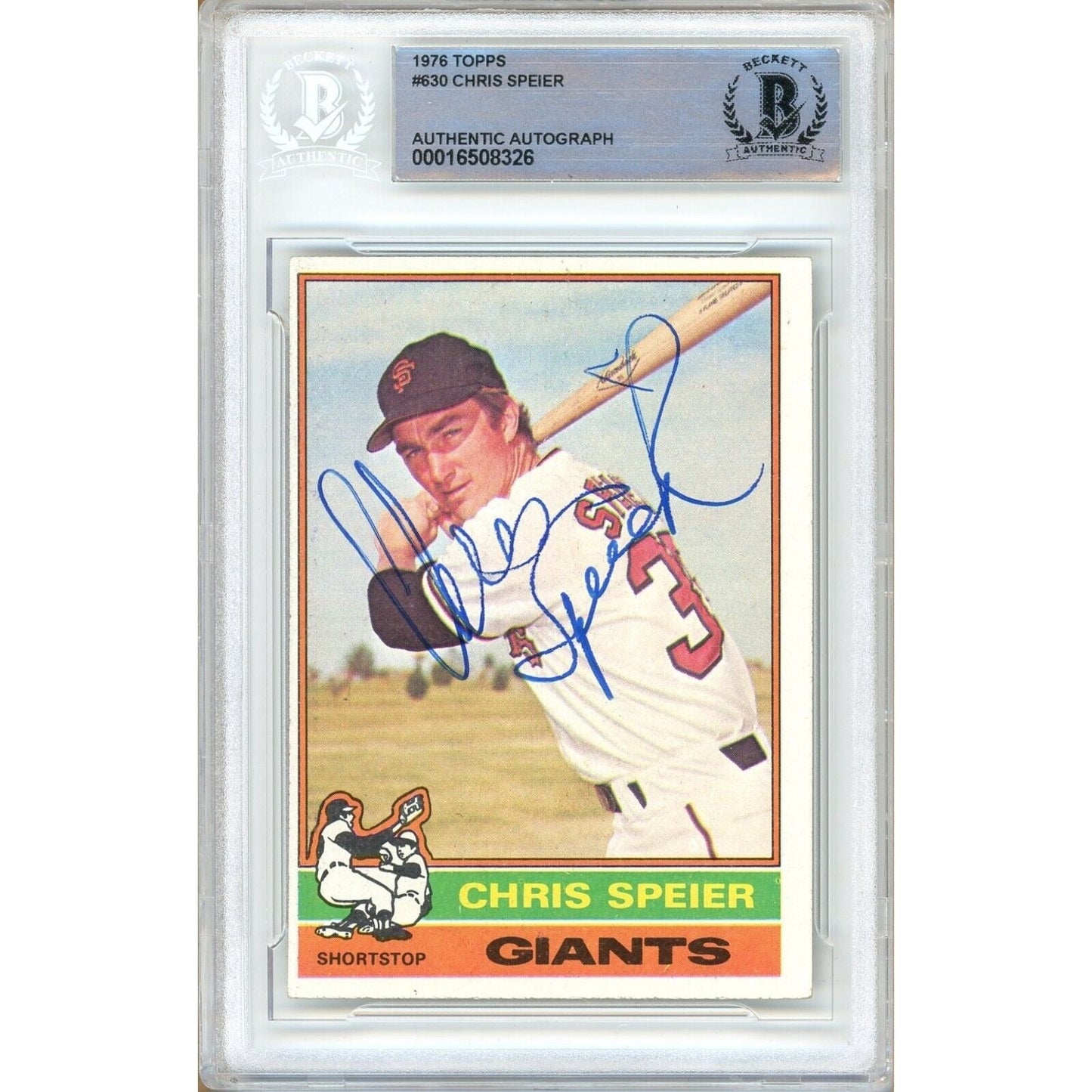 1976 Topps #630 — Chris Speier San Francisco Giants Autographed Trading Card — Beckett Authentication