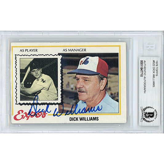 1978 Topps #522 — Dick Williams Montreal Expos Oakland Athletics Autographed Trading Card — Beckett Authentication