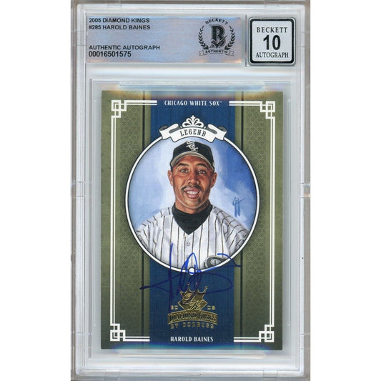 2005 Donruss Diamond Kings #285 — Harold Baines White Sox Autographed Trading Card — Beckett Authentication