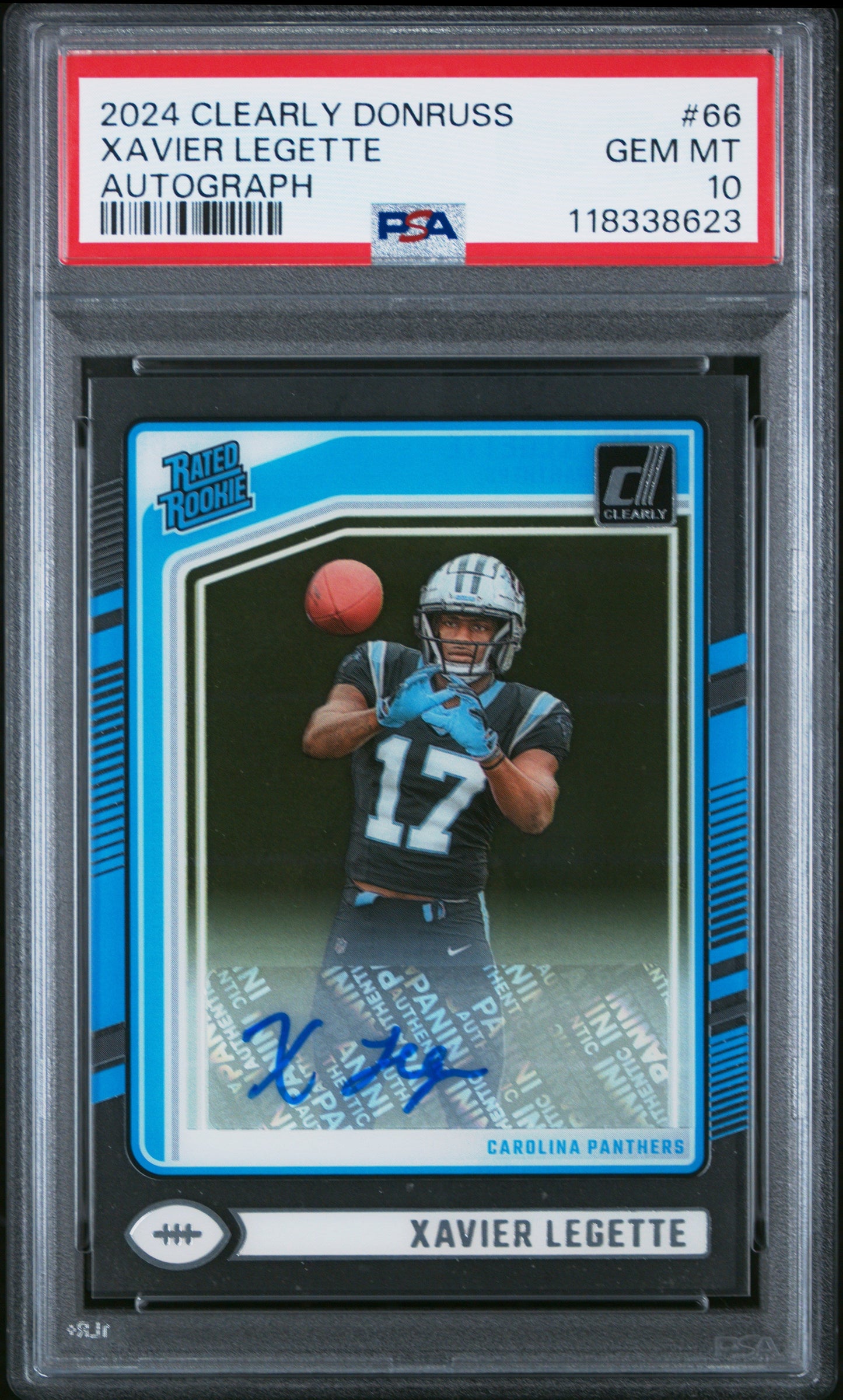 Graded 2024 Panini Clearly Donruss Xavier Legette #66 Autograph  Rookie RC Football Card PSA 10 Gem Mint - Sport Cards