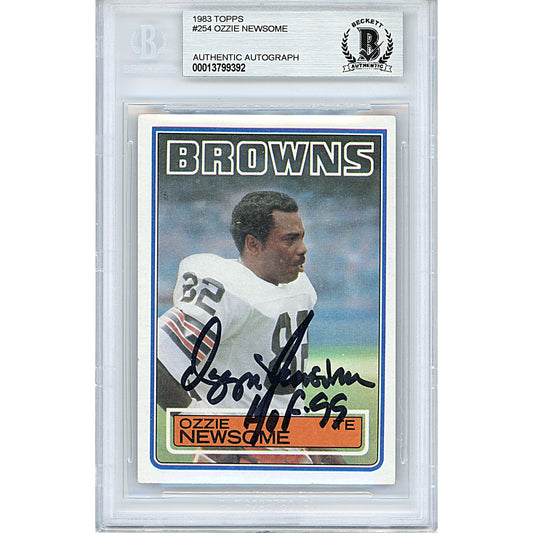 Ozzie Newsome Signed Cleveland Browns 1983 Topps Football Card Beckett Auth Auto Slab