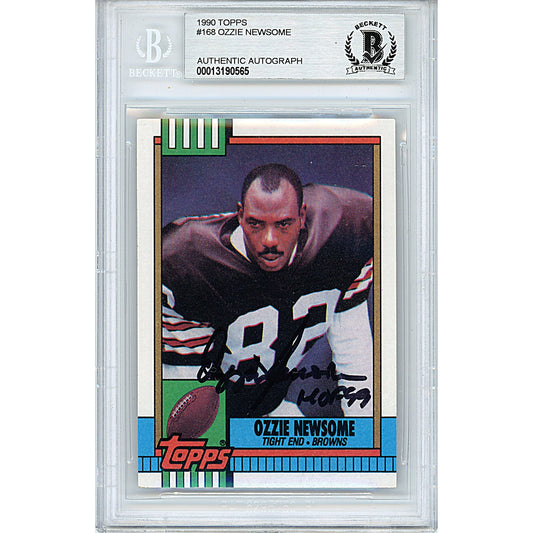 Ozzie Newsome Signed Cleveland Browns 1990 Topps Football Trading Card Beckett Slab