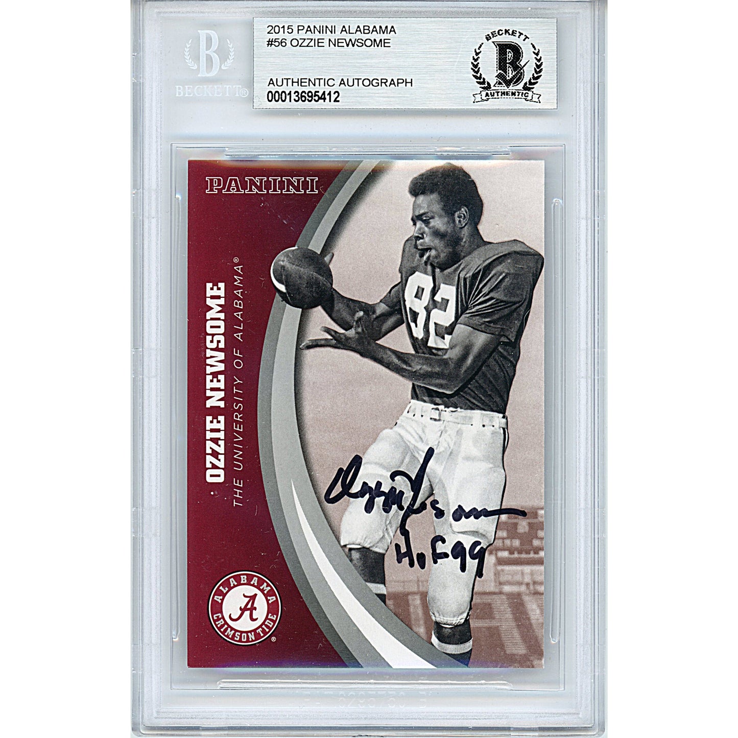 Ozzie Newsome Signed Alabama Crimson Tide 2015 Panini Football Card Beckett Slab