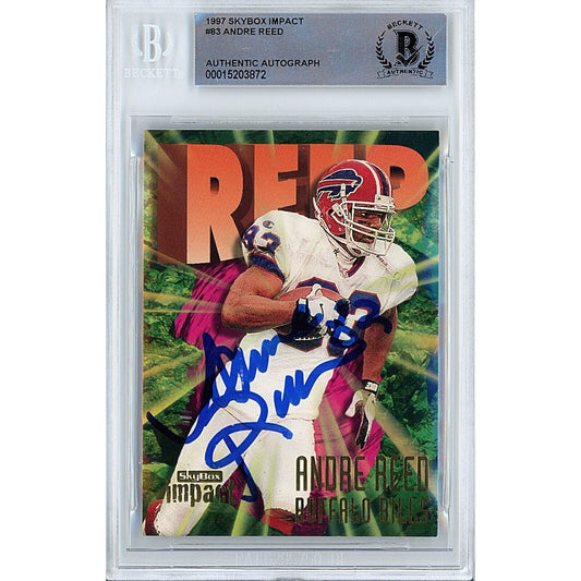 1997 Skybox Impact #83 — Andre Reed Buffalo Bills Autographed Trading Card — Beckett Authentication
