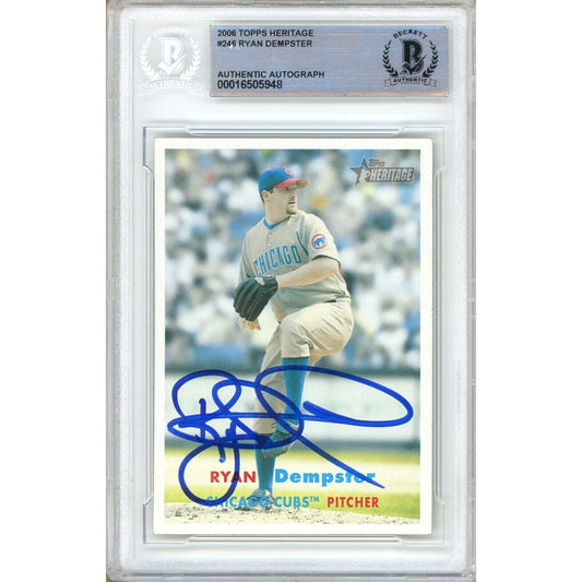 Ryan Dempster Chicago Cubs Signed 2006 Topps Heritage Card Beckett Authentic Auto Slab