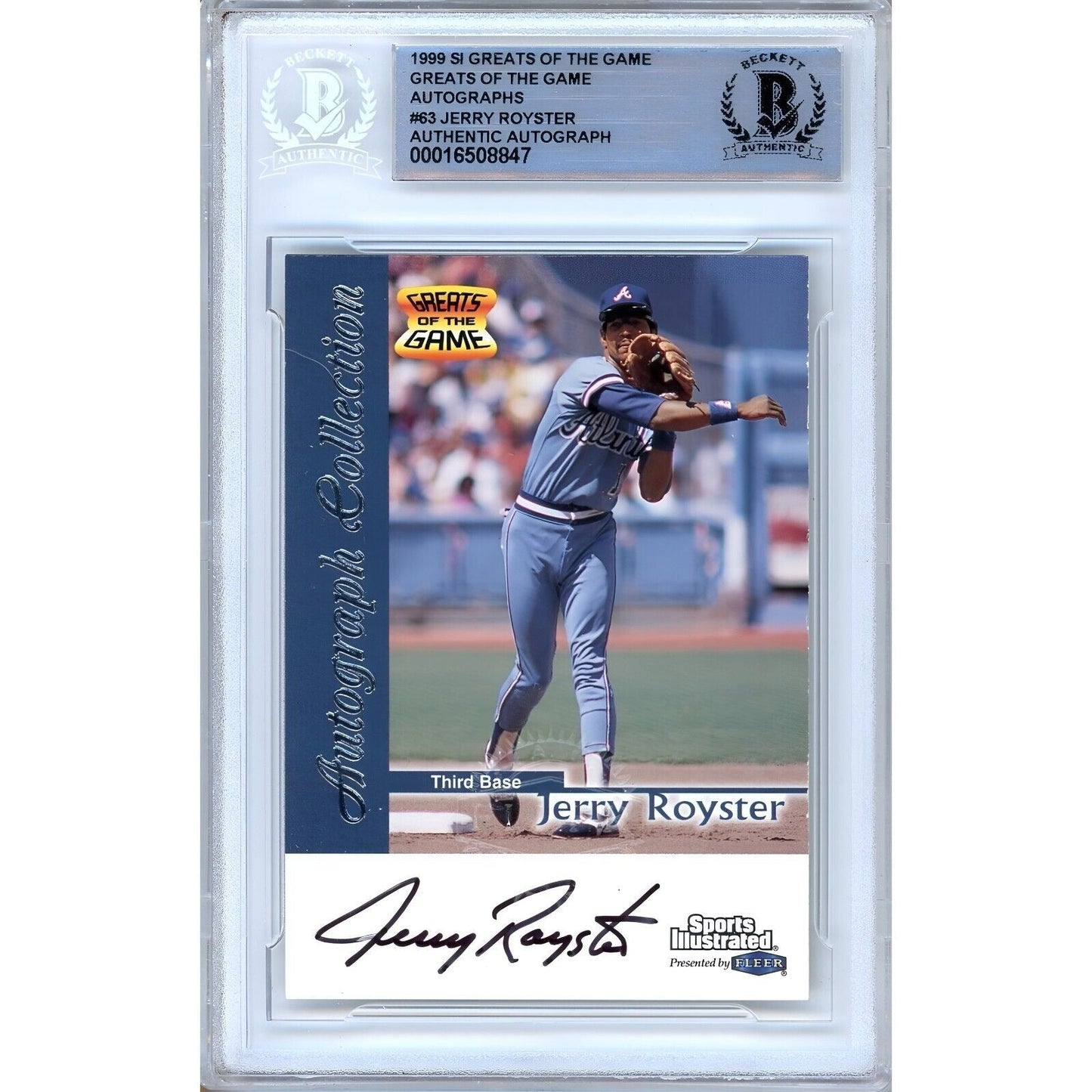 1999 — Jerry Royster Atlanta Braves Atlanta Braves Autographed Trading Card — Beckett Authentication