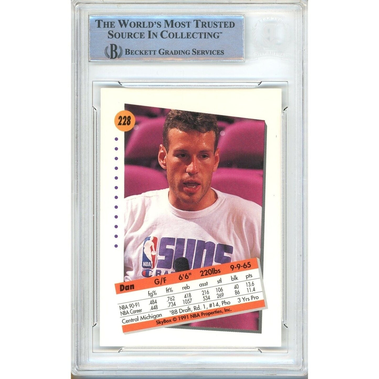 1991-92 NBA Skybox #228 — Dan Majerle Phoenix Suns Autographed Trading Card — Beckett Authentication