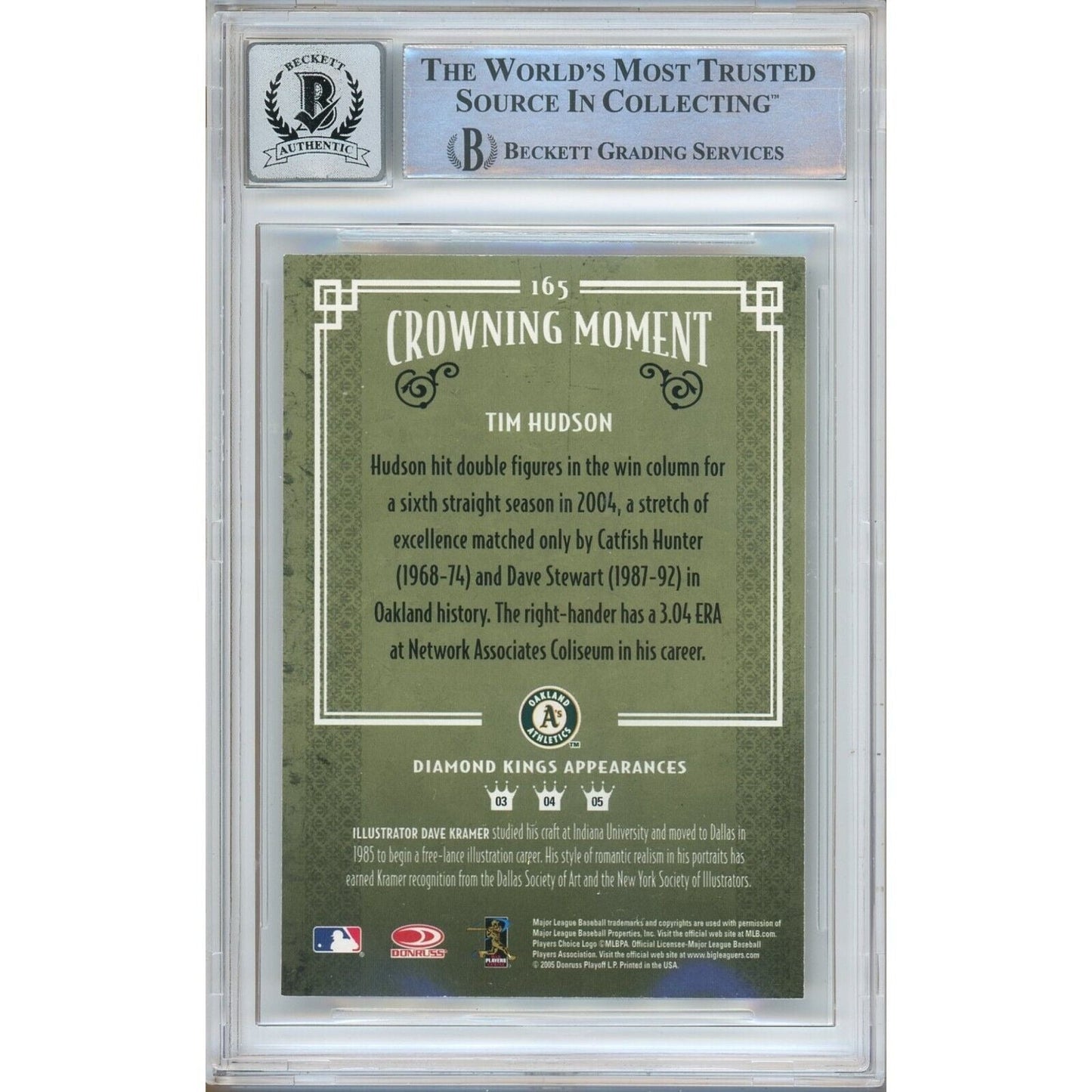 Tim Hudson Oakland Athletics Signed 2005 Diamond Kings Card BGS Auto 10 Graded Slab