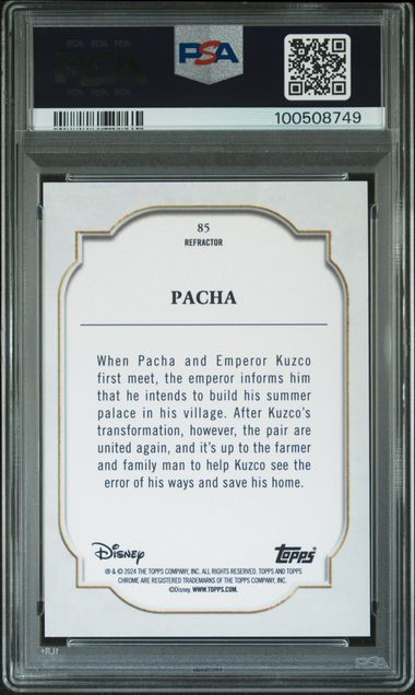 Graded 2024 Topps Chrome Disney Silver Refractor Pacha #85 Card PSA 10 Gem Mint - Sport Cards