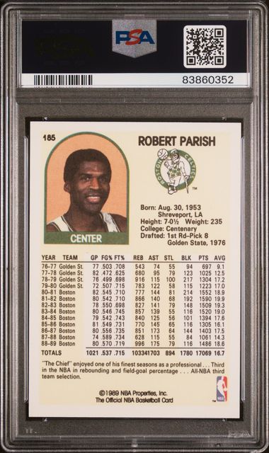 Graded 1989 Hoops Robert Parish #185 Basketball Card PSA 10 Gem Mint - Sport Cards