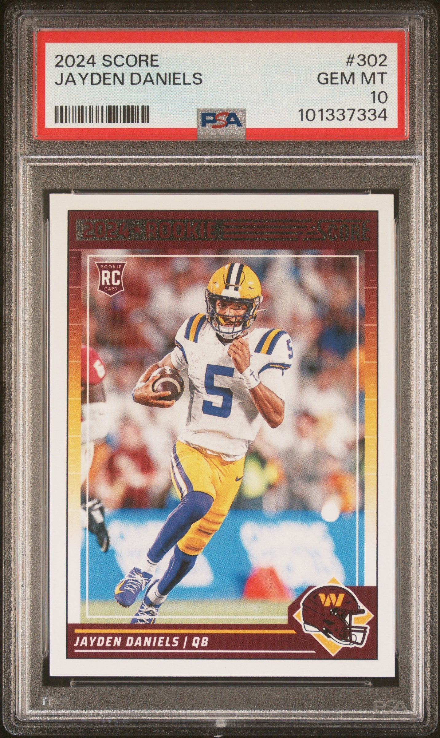 Graded 2024 Panini Score Jayden Daniels #302 Rookie RC Football Card PSA 10 Gem Mint