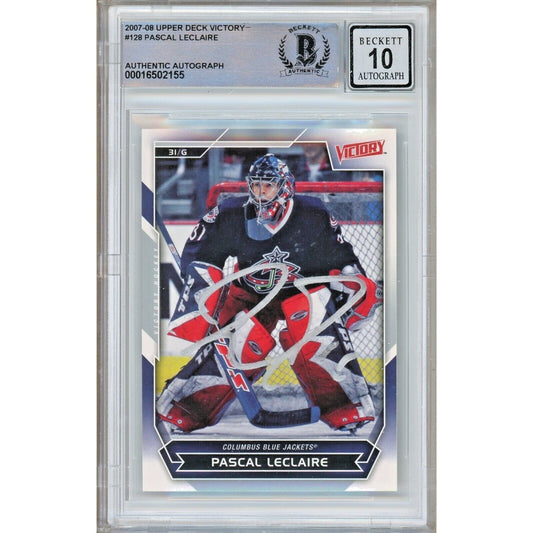Pascal LeClaire Blue Jackets Signed 2007-08 UD Victory Card BGS Auto 10 Graded Slab