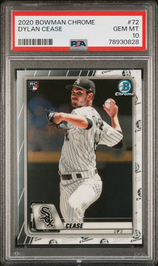 Graded 2020 Topps Bowman Chrome Dylan Cease #72 Rookie RC Baseball Card PSA 10 Gem Mint