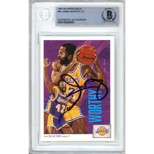 1991-92 Upper Deck #85 — James Worthy Los Angeles Lakers Autographed Trading Card — Beckett Authentication