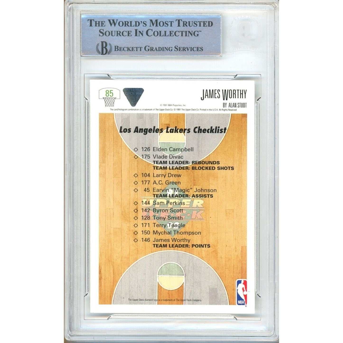 1991-92 Upper Deck #85 — James Worthy Los Angeles Lakers Autographed Trading Card — Beckett Authentication