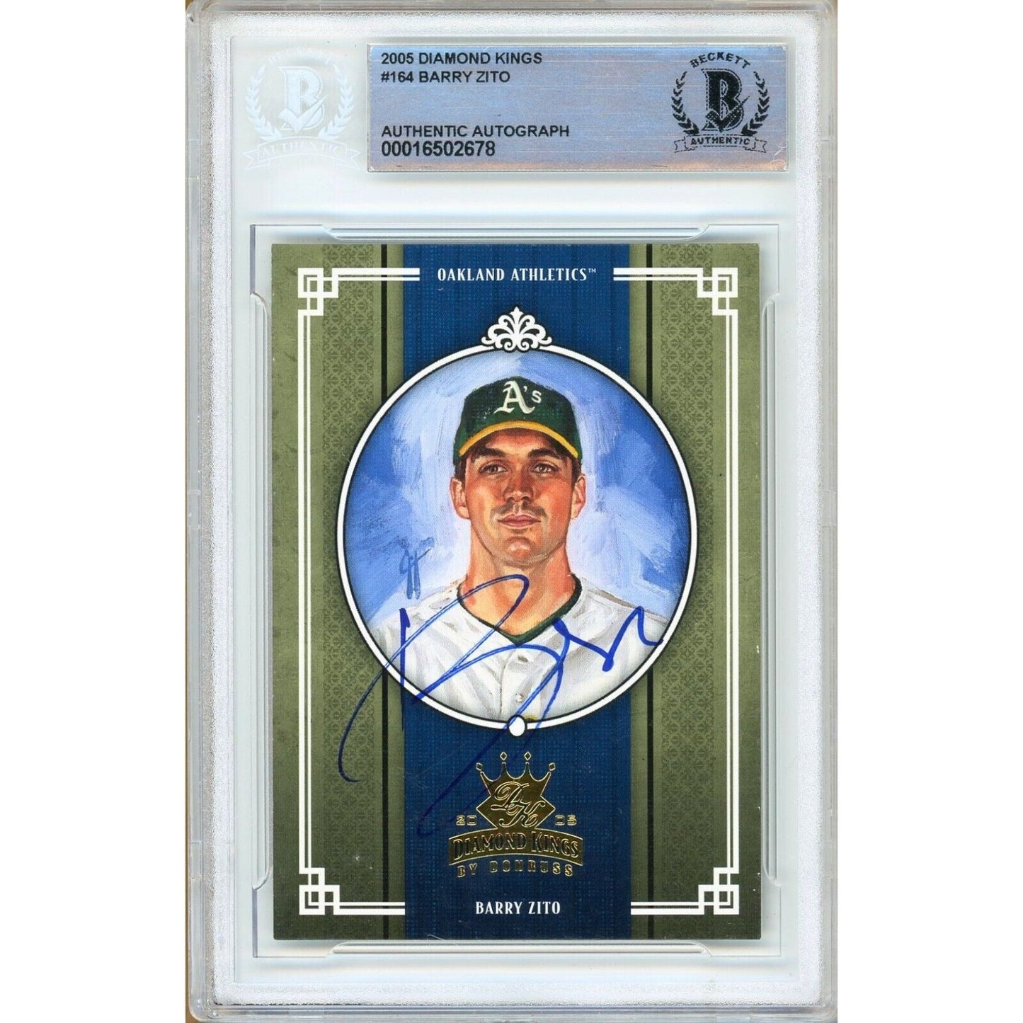 2005 Donruss Diamond Kings #164 — Barry Zito Oakland Athletics Autographed Trading Card — Beckett Authentication