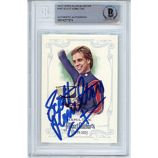 Scott Hamilton Team USA Signed 2013 Allen and Ginter Olympics Card Beckett Authentic Auto