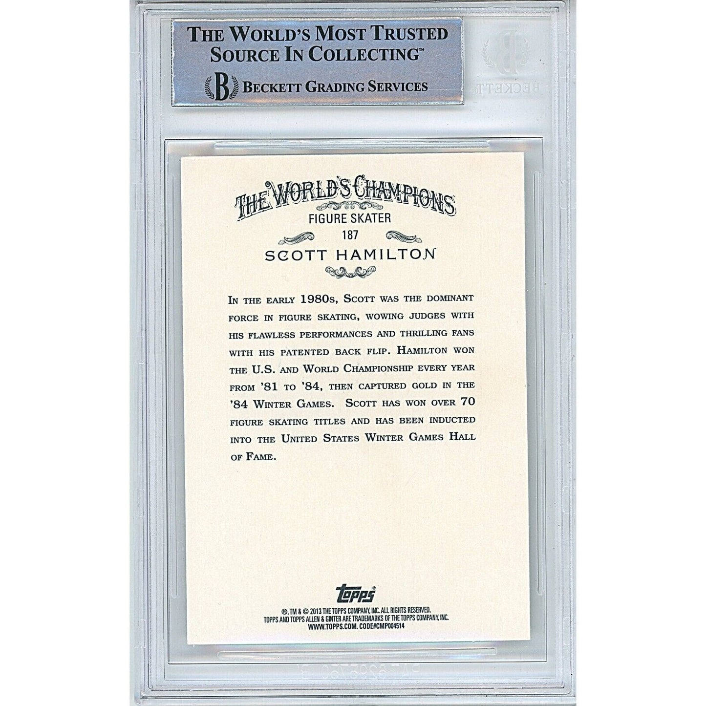 Scott Hamilton Team USA Signed 2013 Allen and Ginter Olympics Card Beckett Authentic Auto