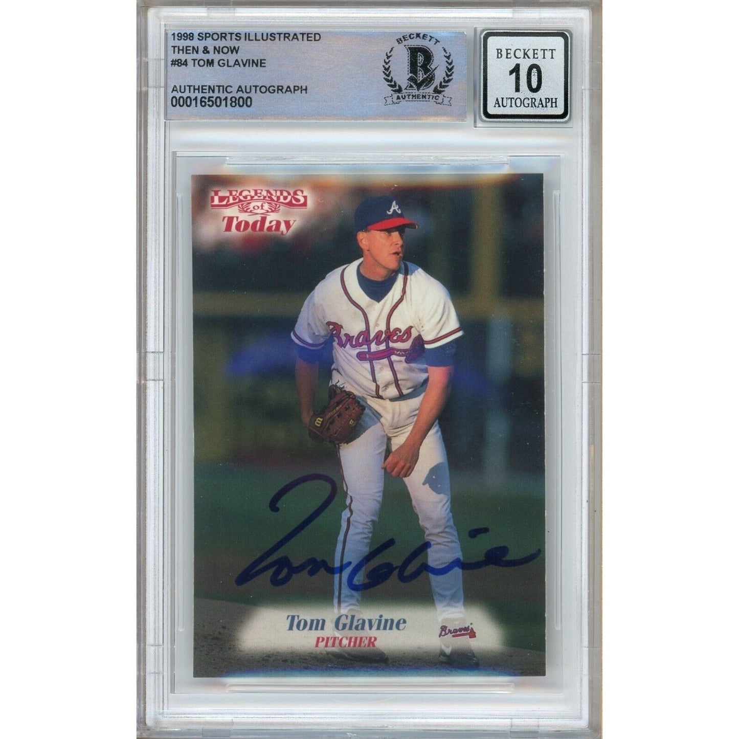 Tom Glavine Atlanta Braves Signed 1999 Sports Illustrated Card BGS Auto 10 Graded Slab