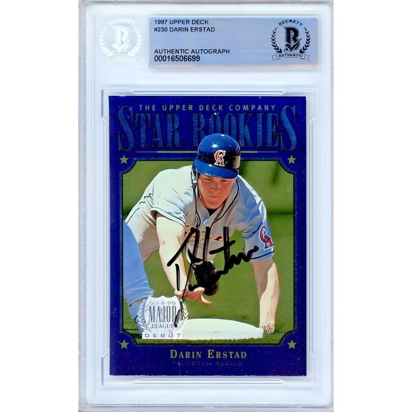 1997 Upper Deck #230 — Darin Erstad LA Angels Autographed Trading Card — Beckett Authentication