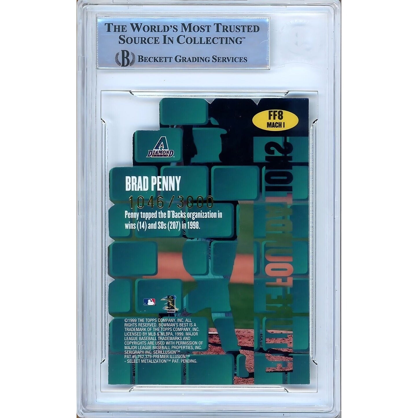 1999 Bowman Best Future Foundations #FF8 — Brad Penny AZ Diamondbacks Autographed Trading Card — Beckett Authentication