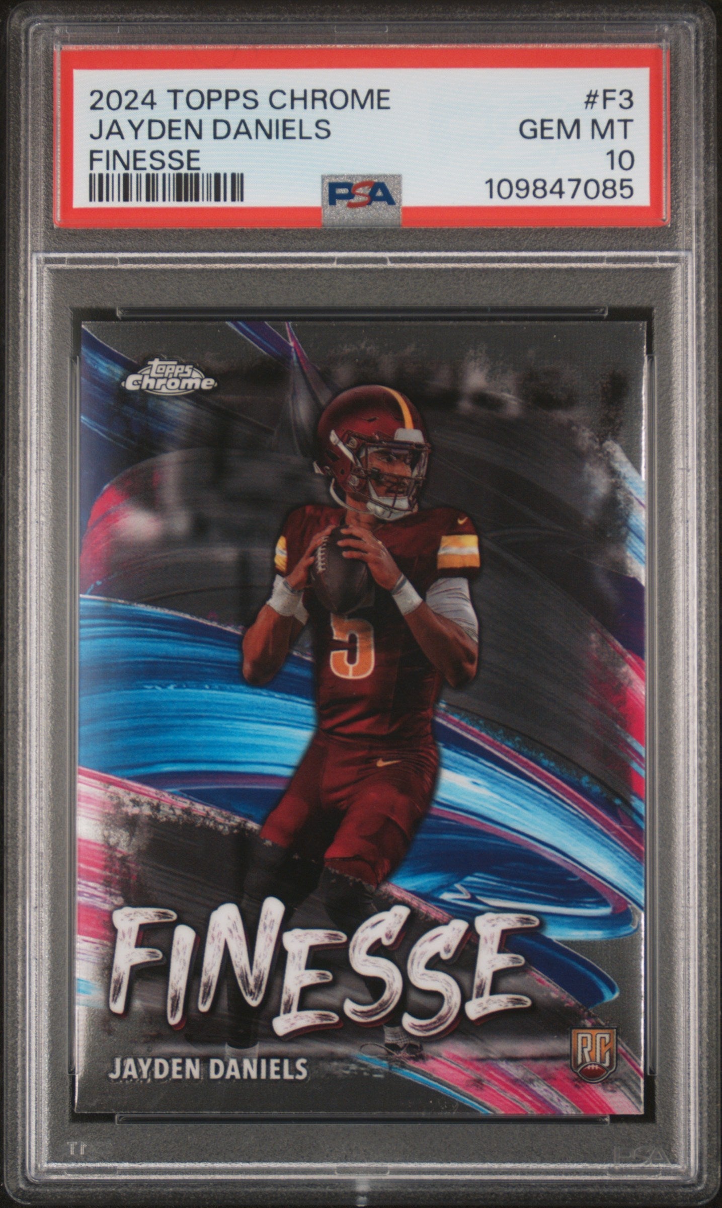 Graded 2024 Topps Chrome Jayden Daniels #F3 Finesse Rookie RC Football Card PSA 10 Gem Mint