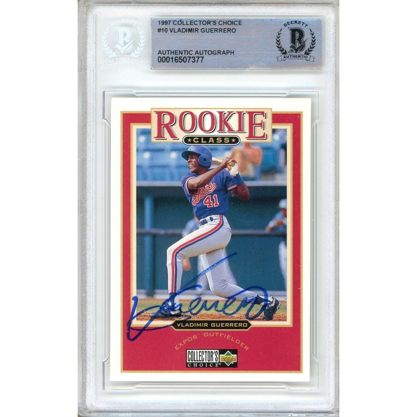Vladimir Guerrero Montreal Expos Signed 1997 Collectors Choice Card Beckett Auth Auto Slab