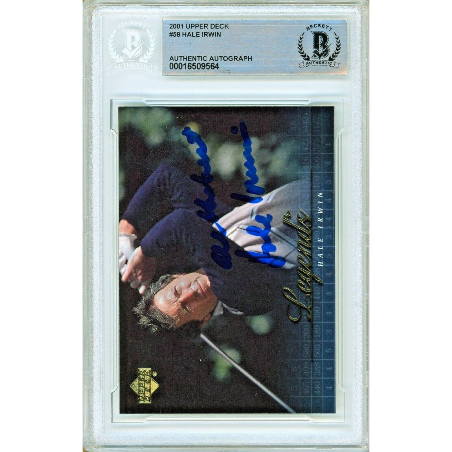 2001 Upper Deck #58 — Hale Irwin Autographed PGA Golf Trading Card — Beckett Authentication