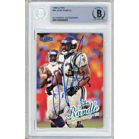 1998 Fleer Ultra #34 — John Randle Minnesota Vikings Autographed Trading Card — Beckett Authentication