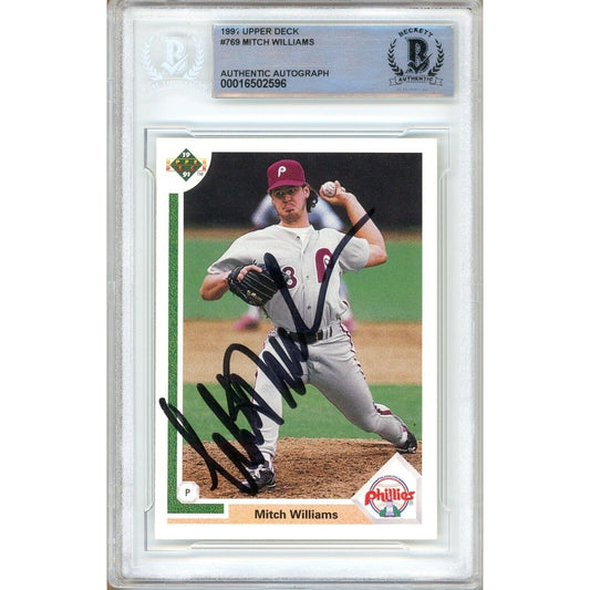 Mitch Williams Philadelphia Phillies Signed 1991 Upper Deck Baseball Card Beckett Auth Auto