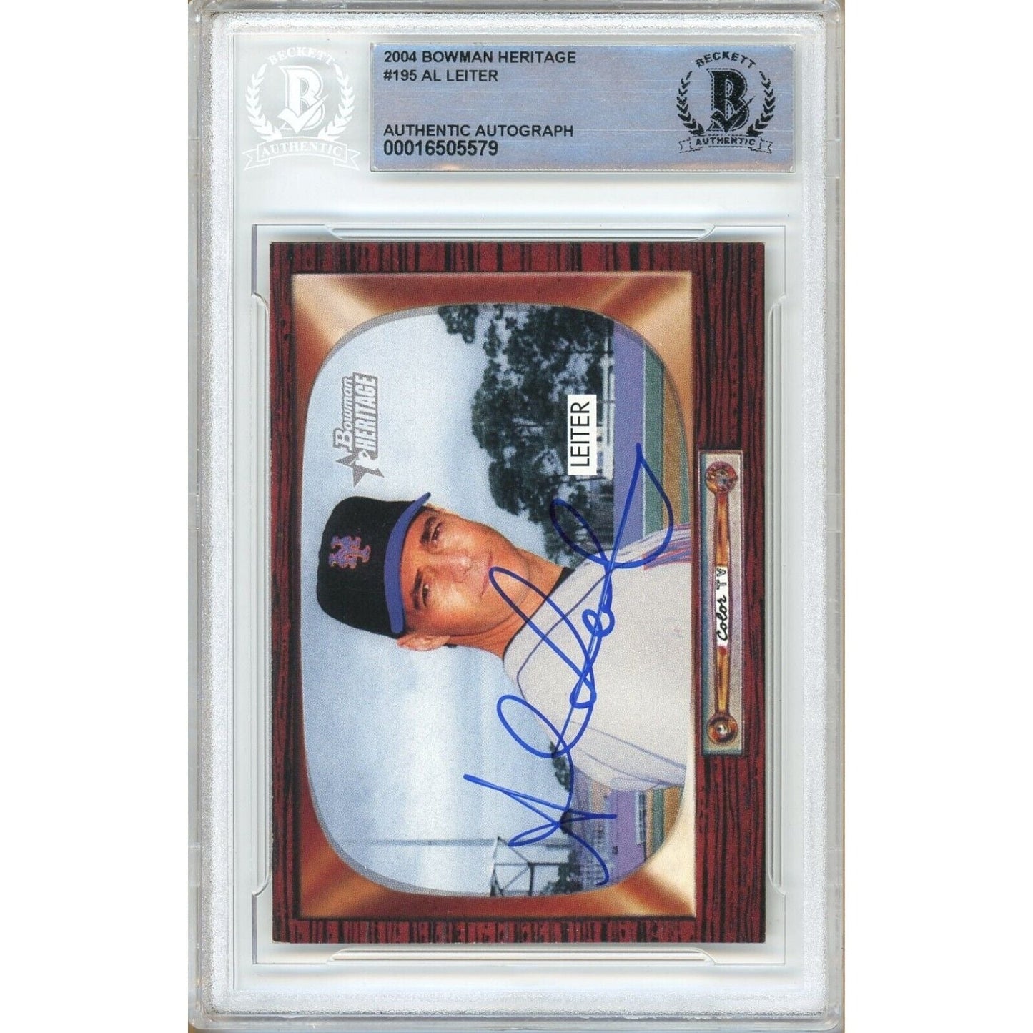 2004 Bowman Heritage #195 — Al Leiter New York Mets Autographed Trading Card — Beckett Authentication