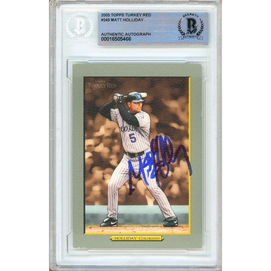 Matt Holliday Colorado Rockies Signed 2005 Topps Turkey Red Card BAS Auth Auto Slab