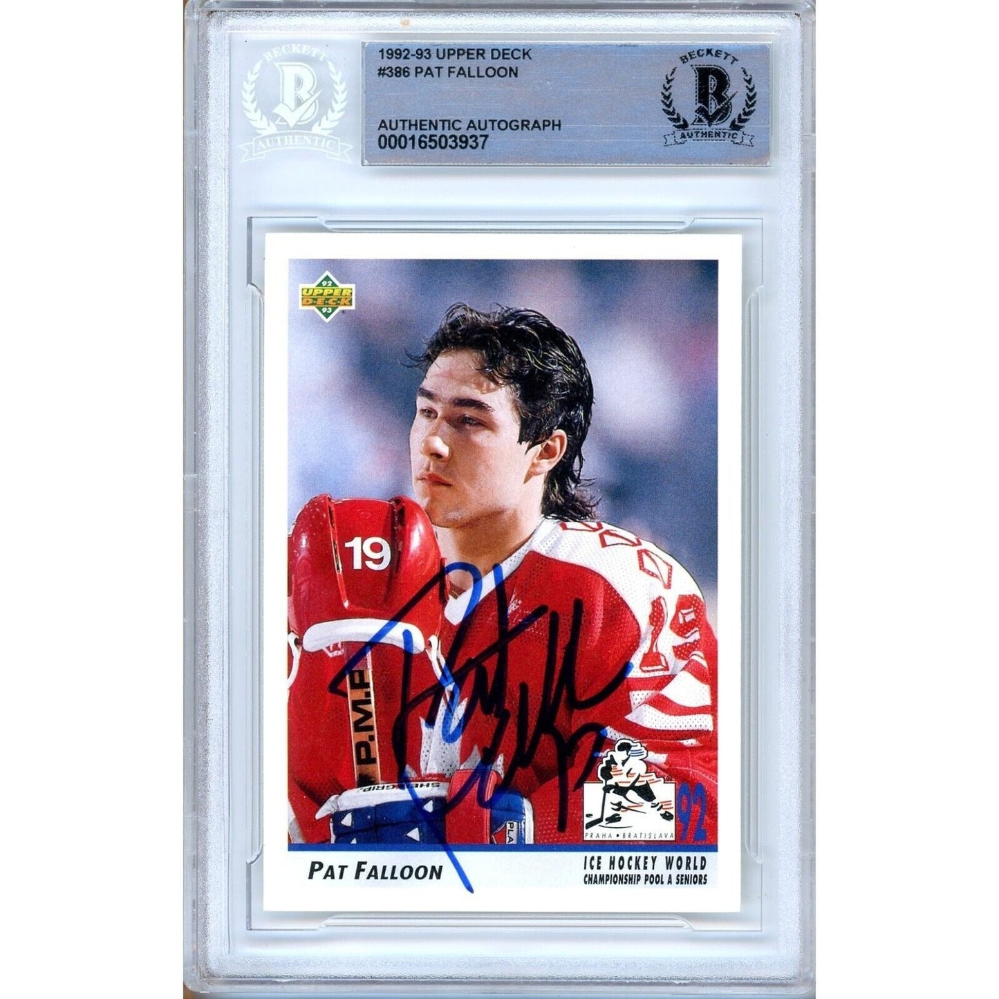 Pat Falloon San Jose Sharks Signed 1992-93 Upper Deck NHL Hockey Card BAS Auth Auto