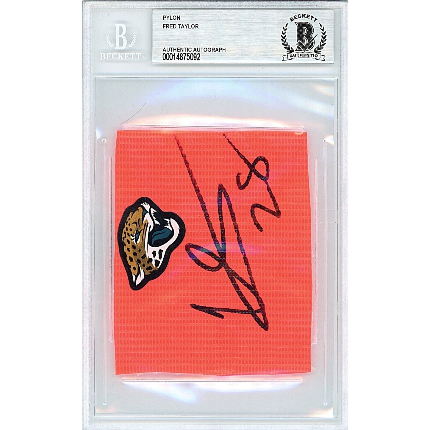 Fred Taylor Jacksonville Jaguars Signed Football End Zone Pylon Cut — Beckett Authentication