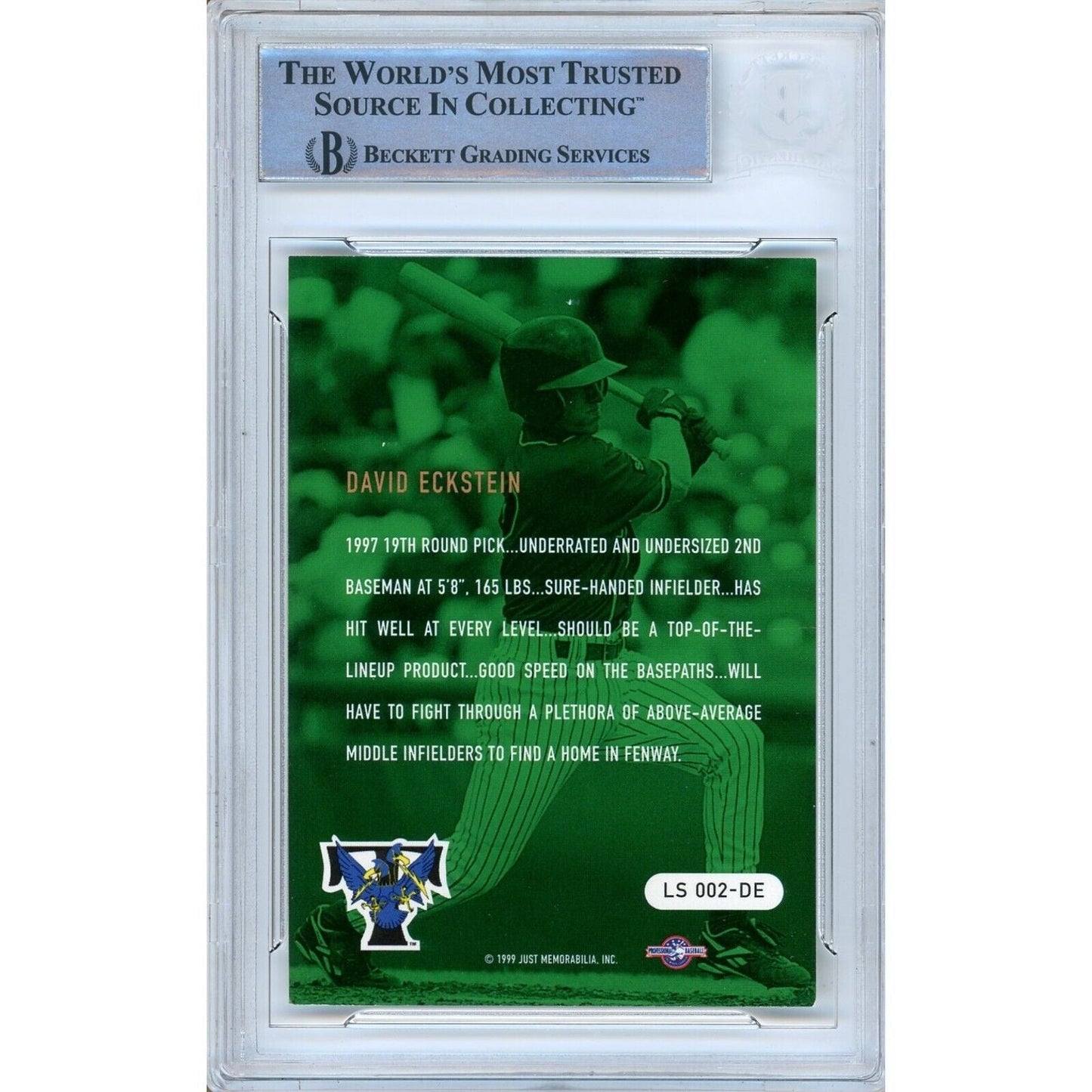 1999 Just Longshots #2 — David Eckstein LA Angels Autographed Trading Card — Beckett Authentication