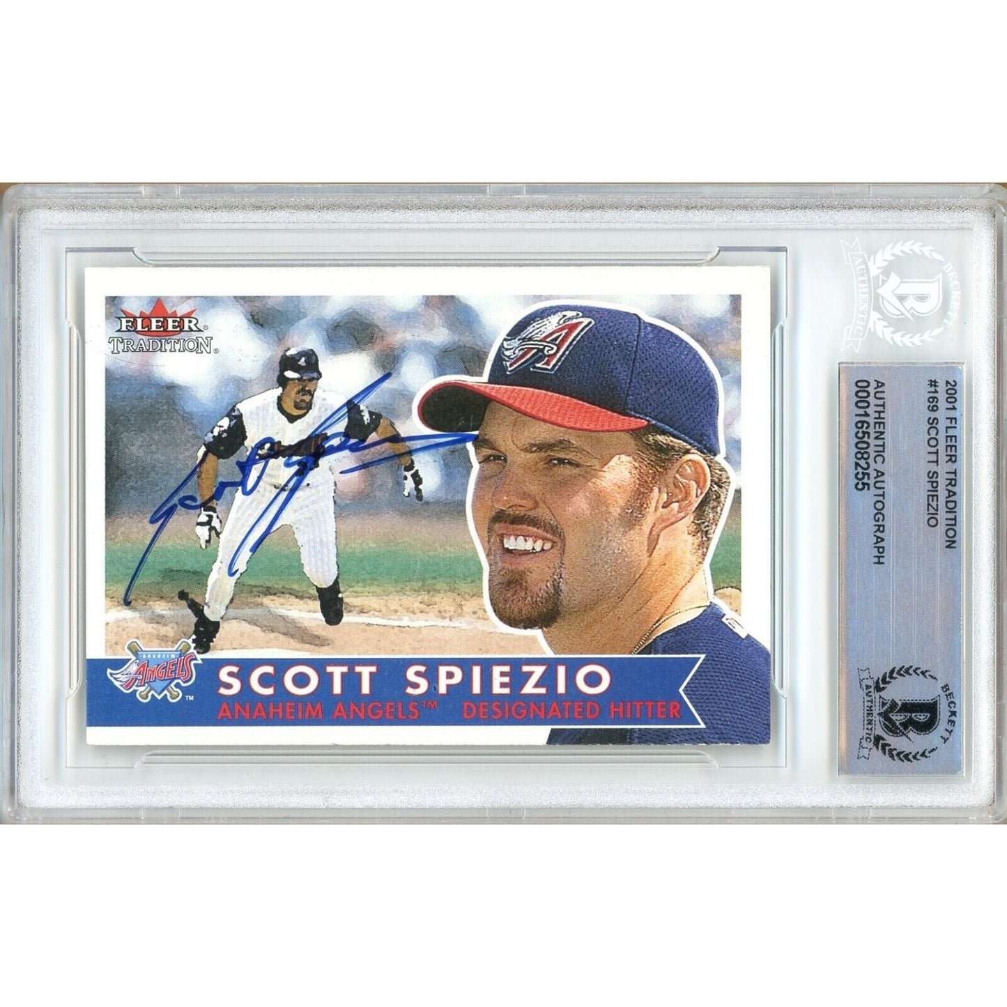 Scott Spiezio Anaheim Angels Signed 2001 Fleer Tradition Card Beckett Authentic Auto Slab