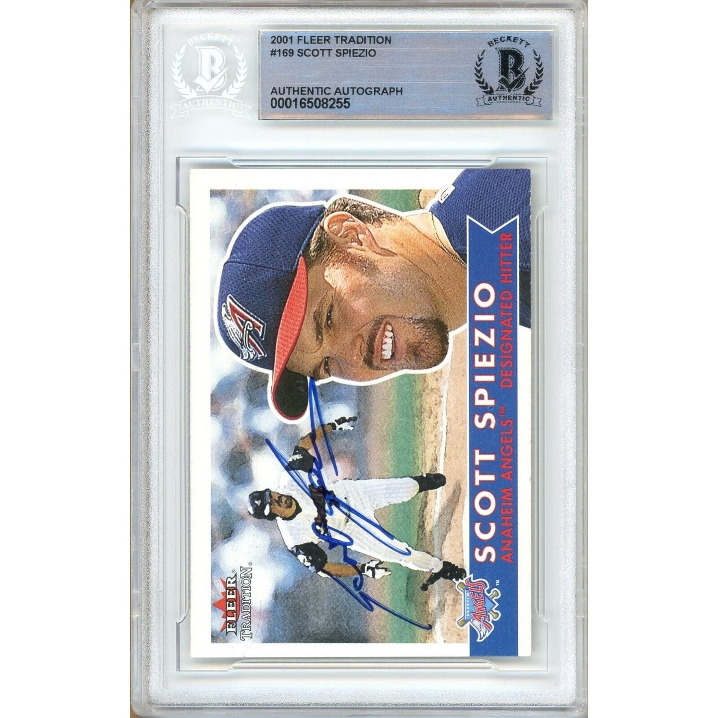 Scott Spiezio Anaheim Angels Signed 2001 Fleer Tradition Card Beckett Authentic Auto Slab