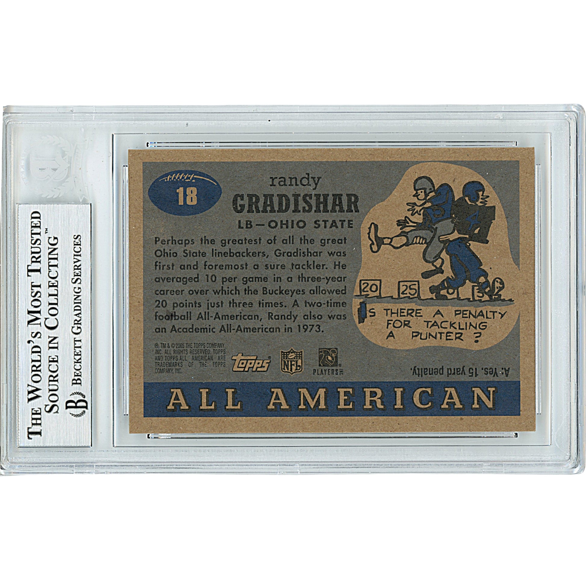 Randy Gradishar Signed Ohio State Buckeyes 2005 Topps All American Football Card Beckett - Sport Cards